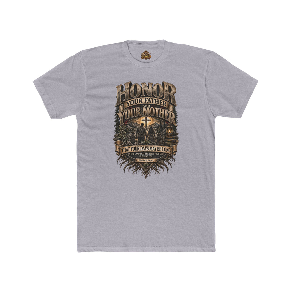 Honor Your Father and Mother T-Shirt — Vintage Christian Faith Tee with Cross and Roots