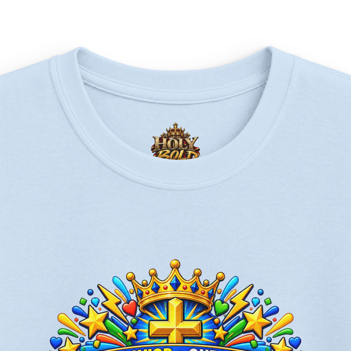 Kids Tee — Bright "Jesus! One Savior, One Name"