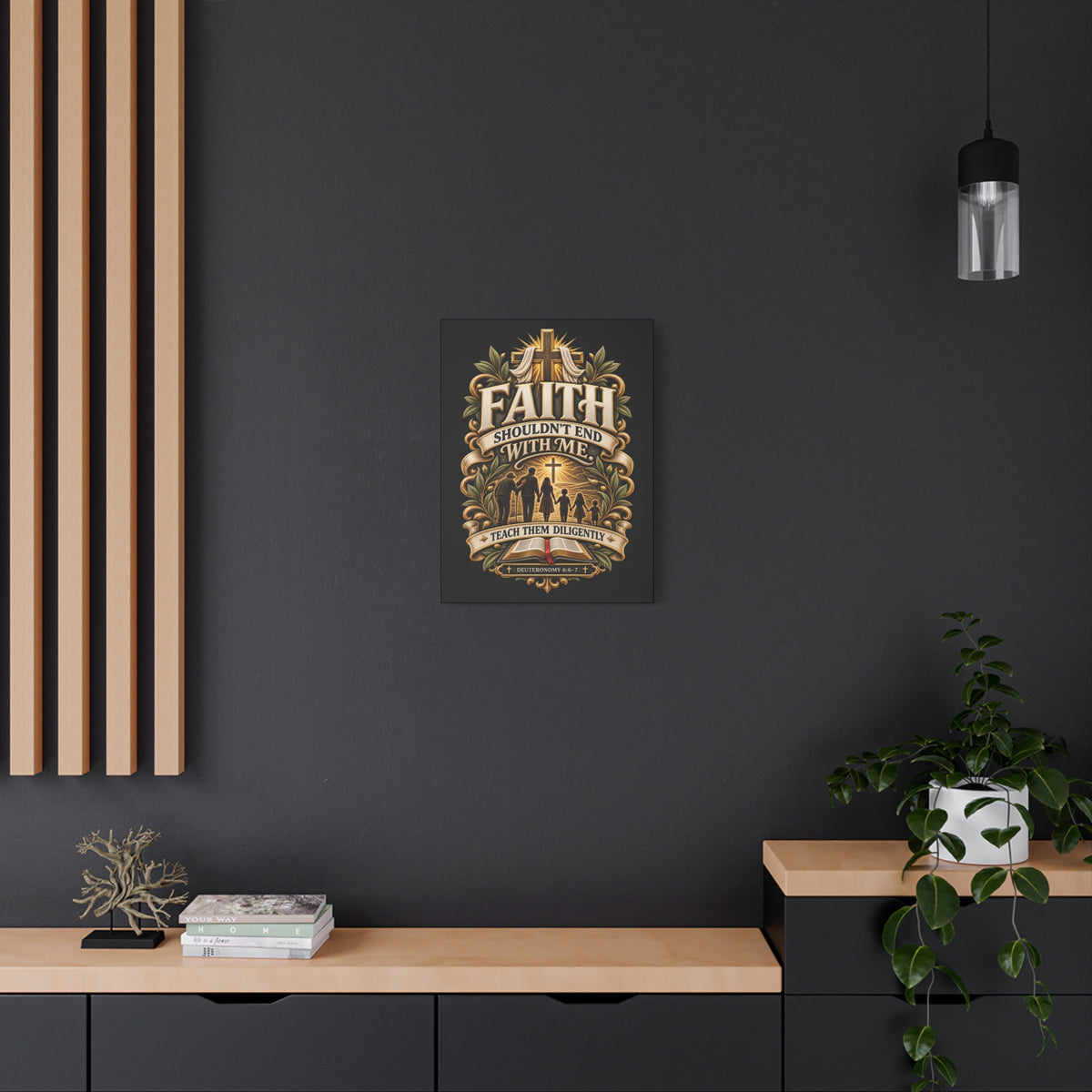 Faith Canvas Wall Art — "Faith Shouldn't End With Me" Christian Family Bible Verse Decor