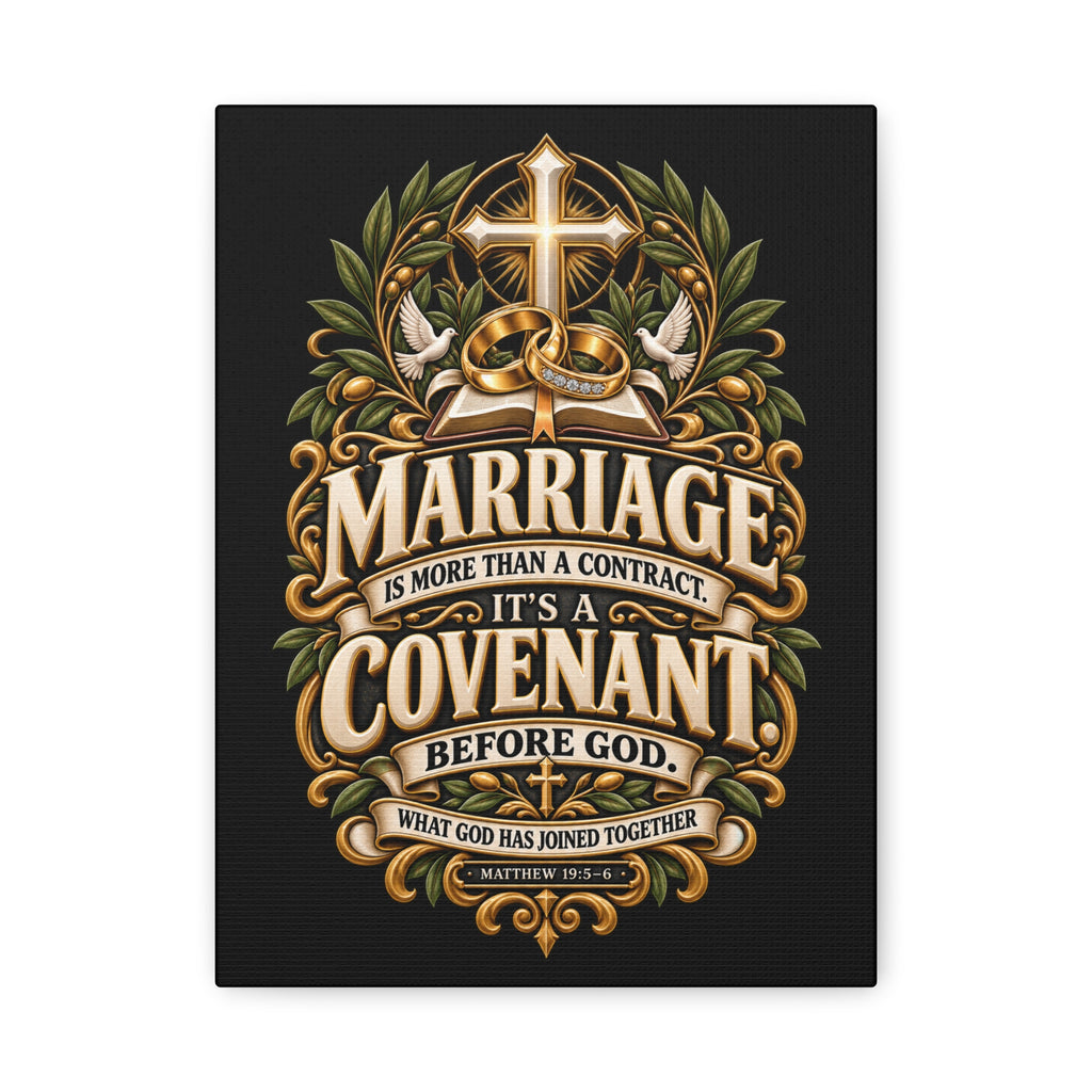 Marriage Covenant Canvas - "Marriage is More Than a Contract, It's a Covenant" Christian Wall Art