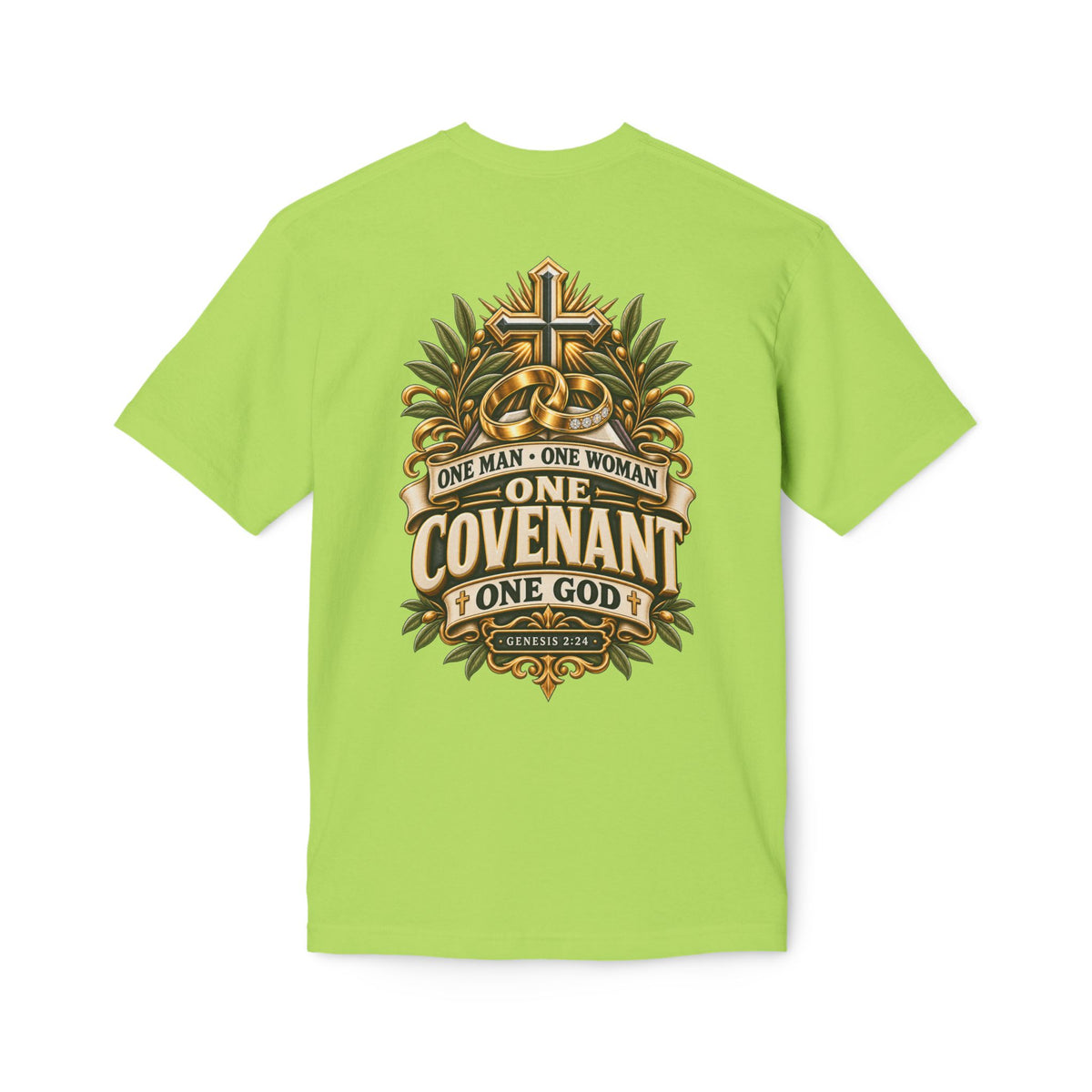 One Covenant T-Shirt — “One Man • One Woman • One God” Christian Marriage Tee