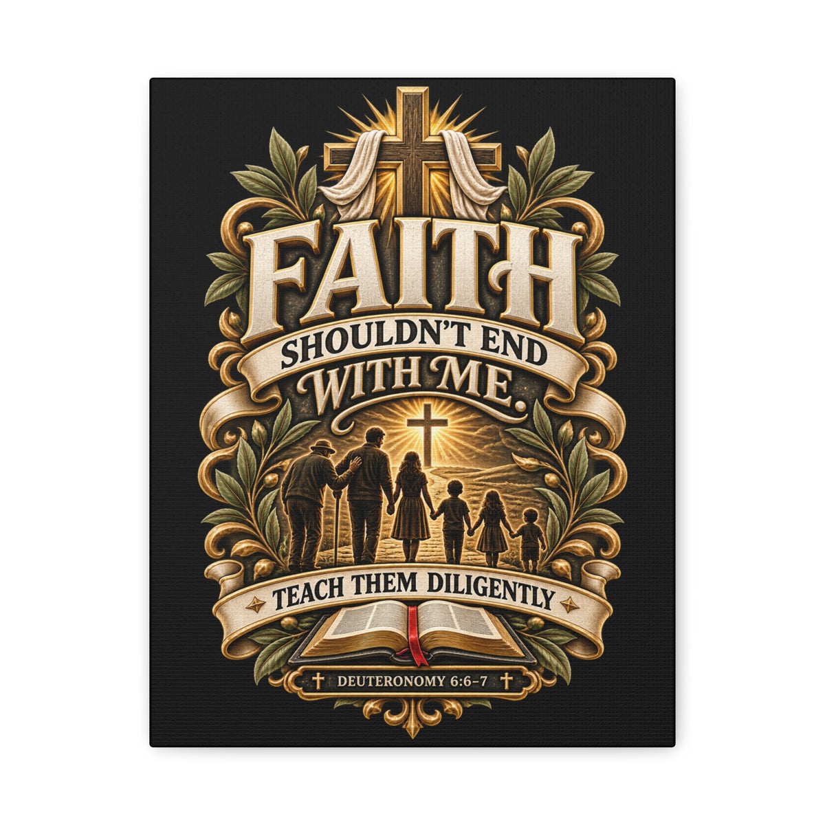 Faith Canvas Wall Art — "Faith Shouldn't End With Me" Christian Family Bible Verse Decor